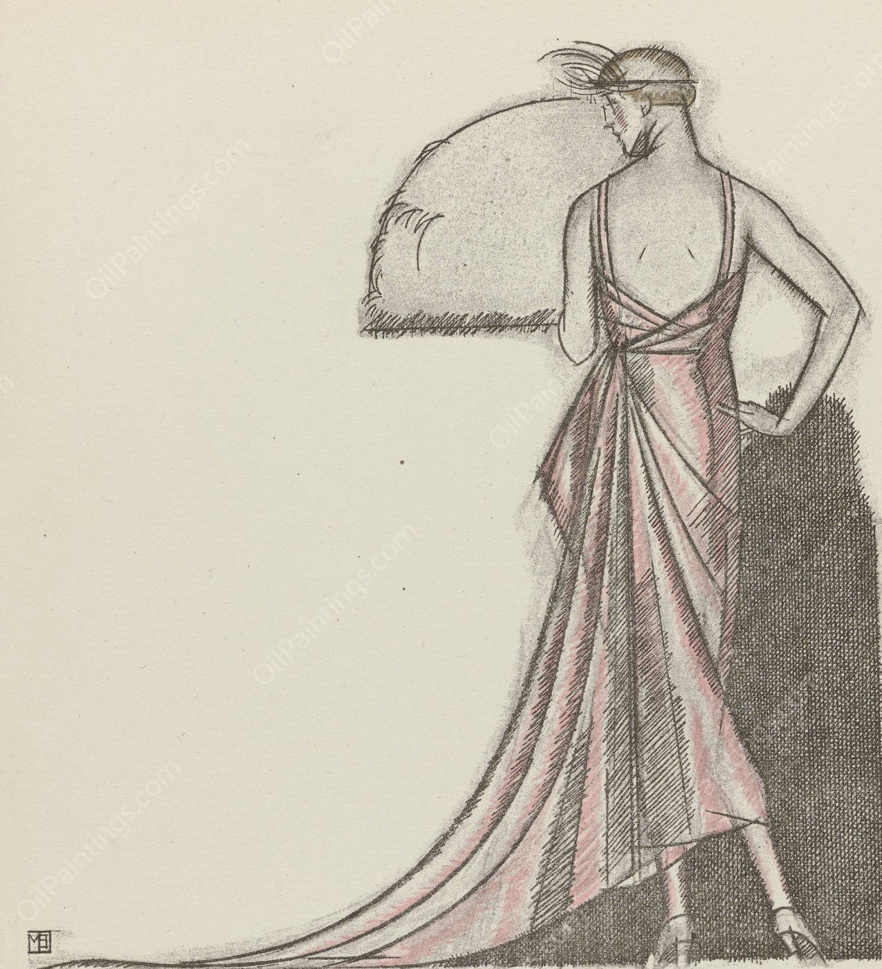 Une robe du soir de Worth  by Bernard Boutet De Monvel - Hand-Painted Oil Painting Reproduction