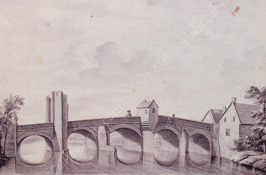 The East View Of Bath Bridge, Somerset by Bernard Lens Iii - Hand-Painted Oil Painting Reproduction