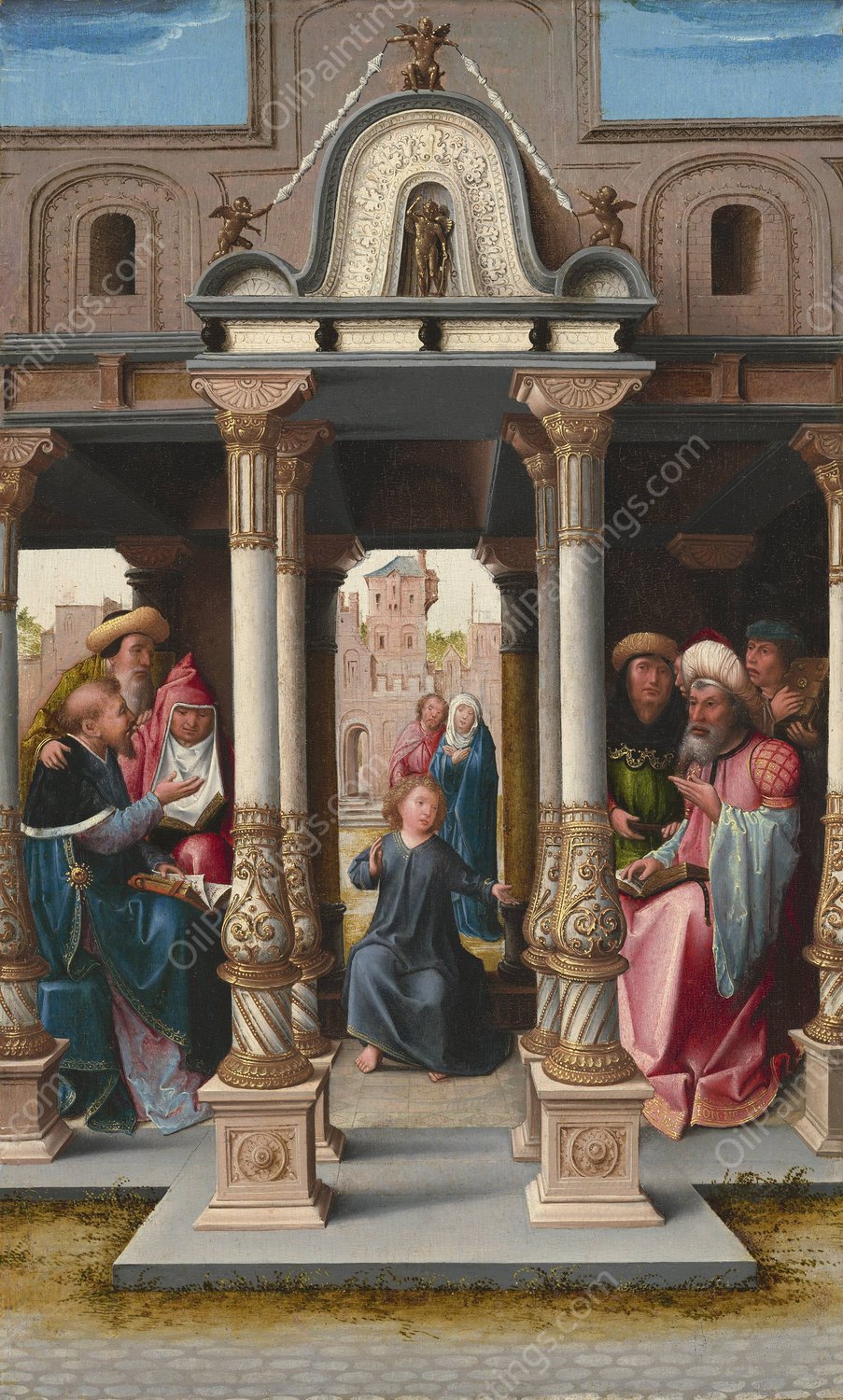 Christ among the Doctors  by Bernard Van Orley - Hand-Painted Oil Painting Reproduction
