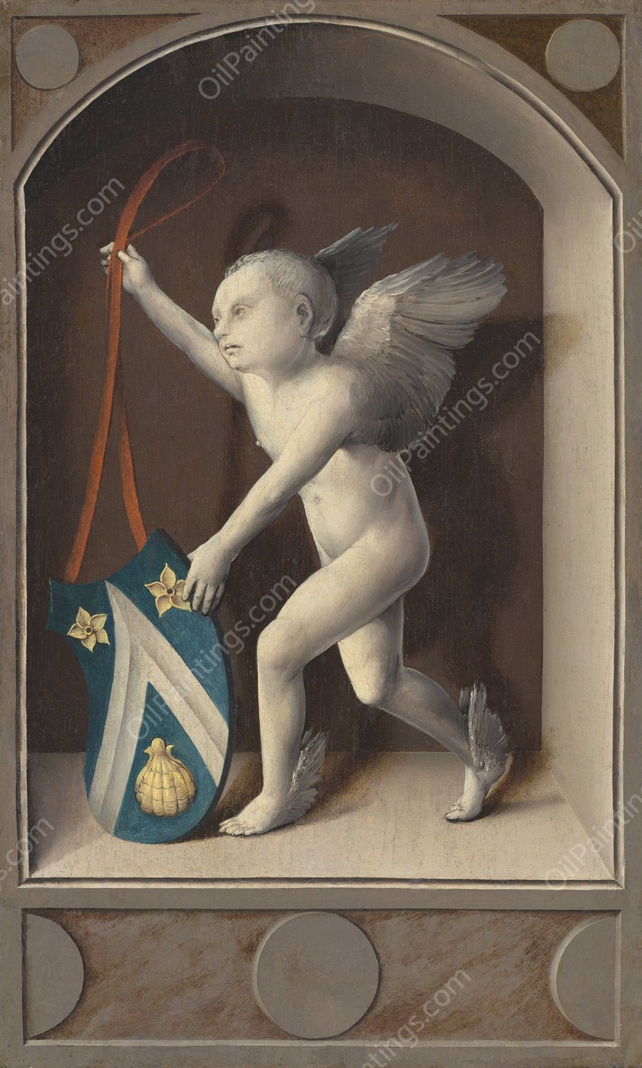 Putto with Arms of Jacques Coene  by Bernard Van Orley - Hand-Painted Oil Painting Reproduction