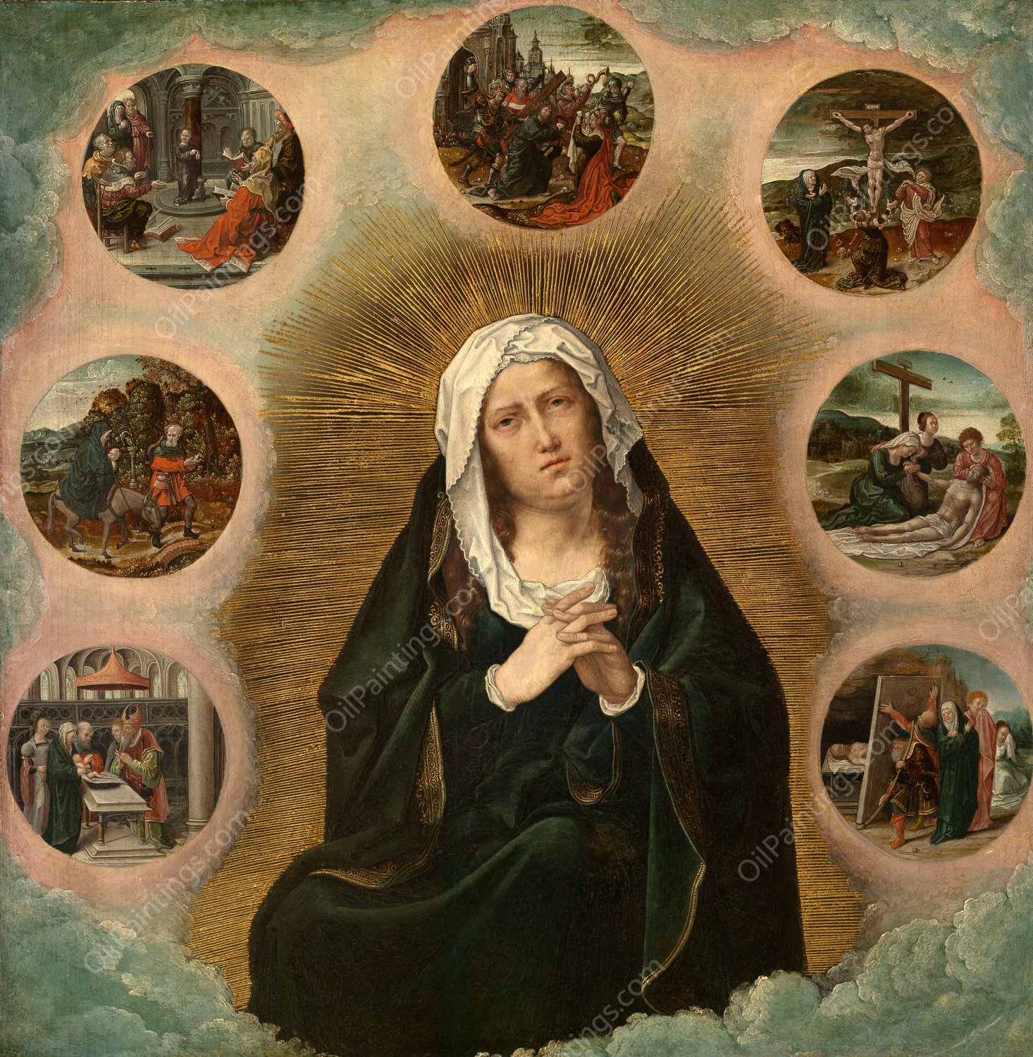 The Seven Sorrows of Mary  by Bernard Van Orley - Hand-Painted Oil Painting Reproduction