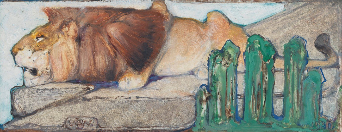 Liggende Leeuw  by Bernard Willem Wierink - Hand-Painted Oil Painting Reproduction