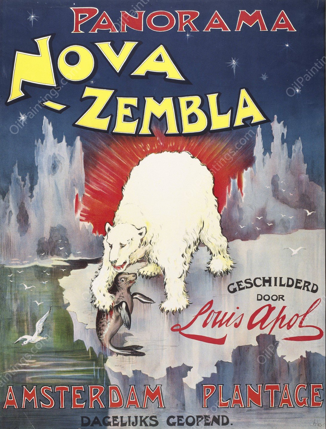 Panorama Nova Zembla geschilderd door Louis Apol. Amsterdam Plantage  by Bernard Willem Wierink - Hand-Painted Oil Painting Reproduction