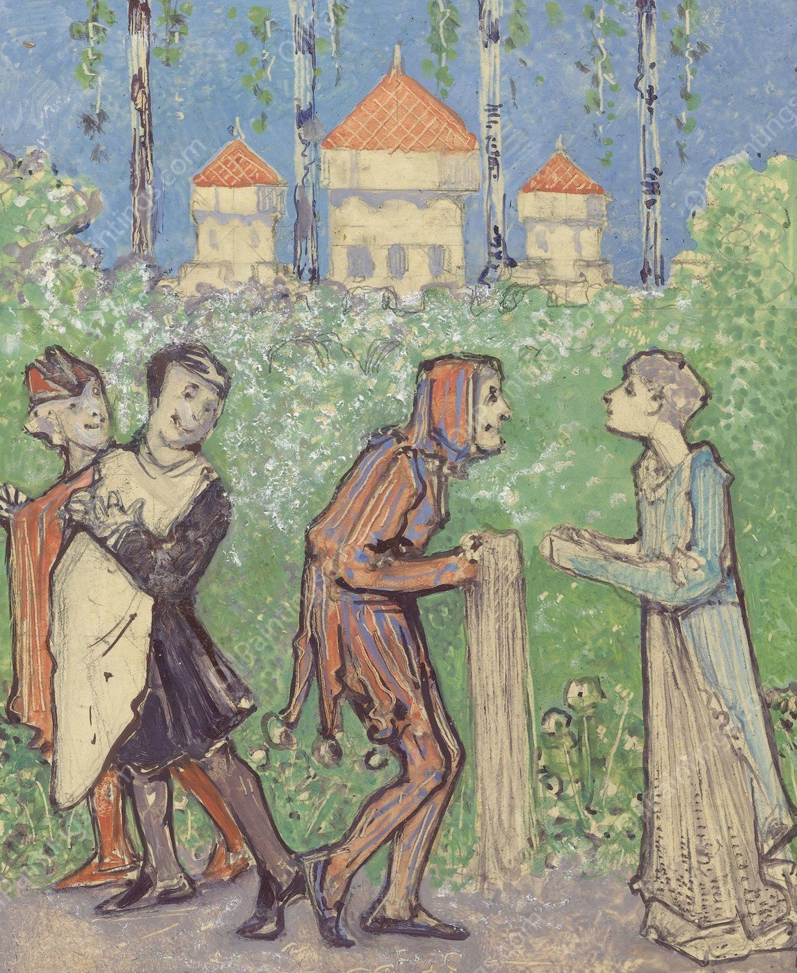 Vier figuren  by Bernard Willem Wierink - Hand-Painted Oil Painting Reproduction