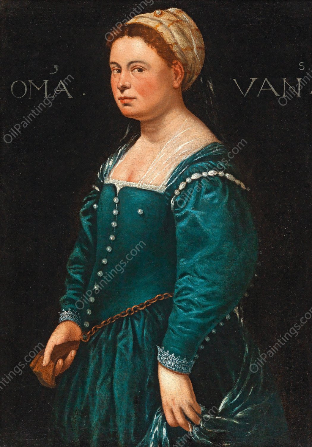 Portrait Of A Lady In A Green Dress by Bernardino Licinio - Hand-Painted Oil Painting Reproduction