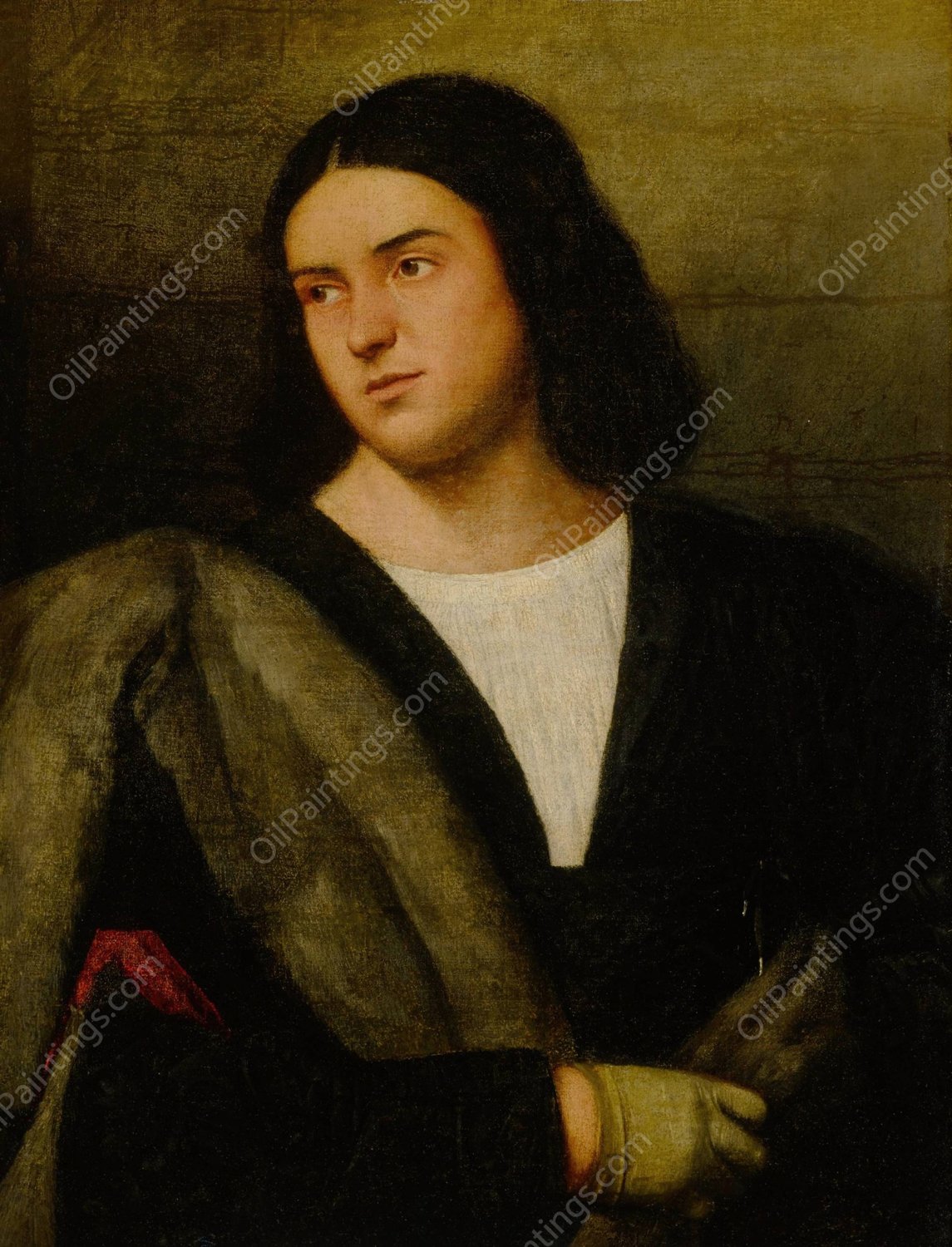 Portrait of an elegant young man by Bernardino Licinio - Hand-Painted Oil Painting Reproduction