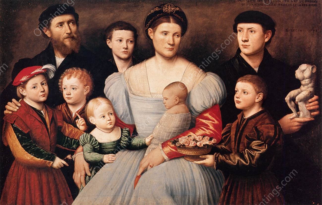 Portrait of Arrigo Licinio and His Family by Bernardino Licinio - Hand-Painted Oil Painting Reproduction