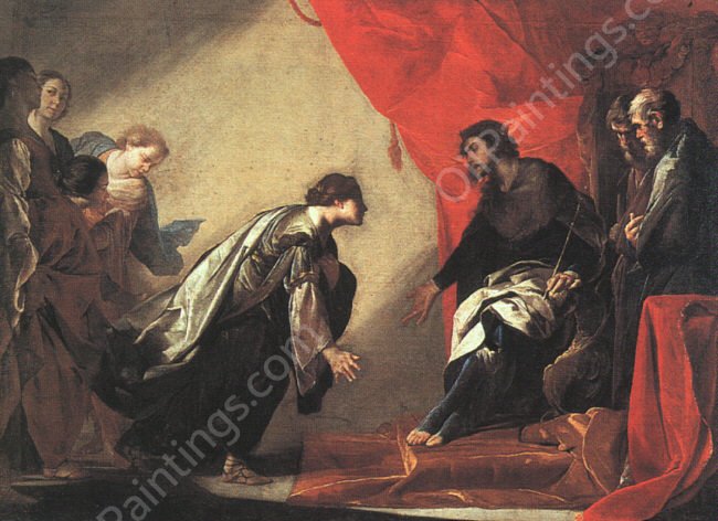 Esther and Ahaseurus by Bernardo Cavallino - Hand-Painted Oil Painting Reproduction