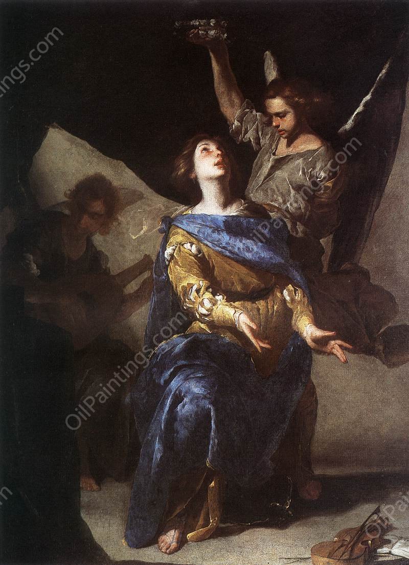 The Ecstasy of St Cecilia by Bernardo Cavallino - Hand-Painted Oil Painting Reproduction