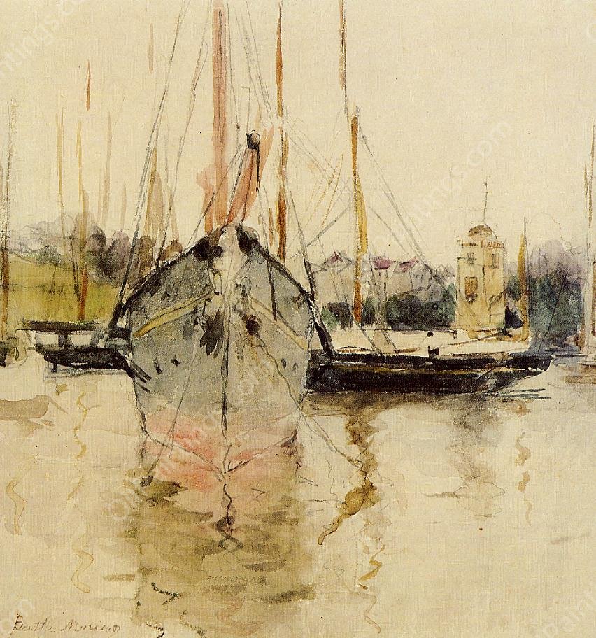 Boats - Entry to the Medina in the Isle of Wight by Berthe Morisot - Hand-Painted Oil Painting Reproduction