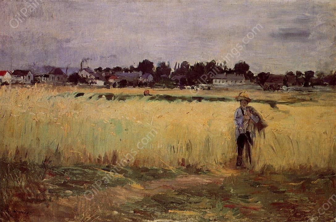 In the Wheat Fields at Gennevilliers by Berthe Morisot - Hand-Painted Oil Painting Reproduction