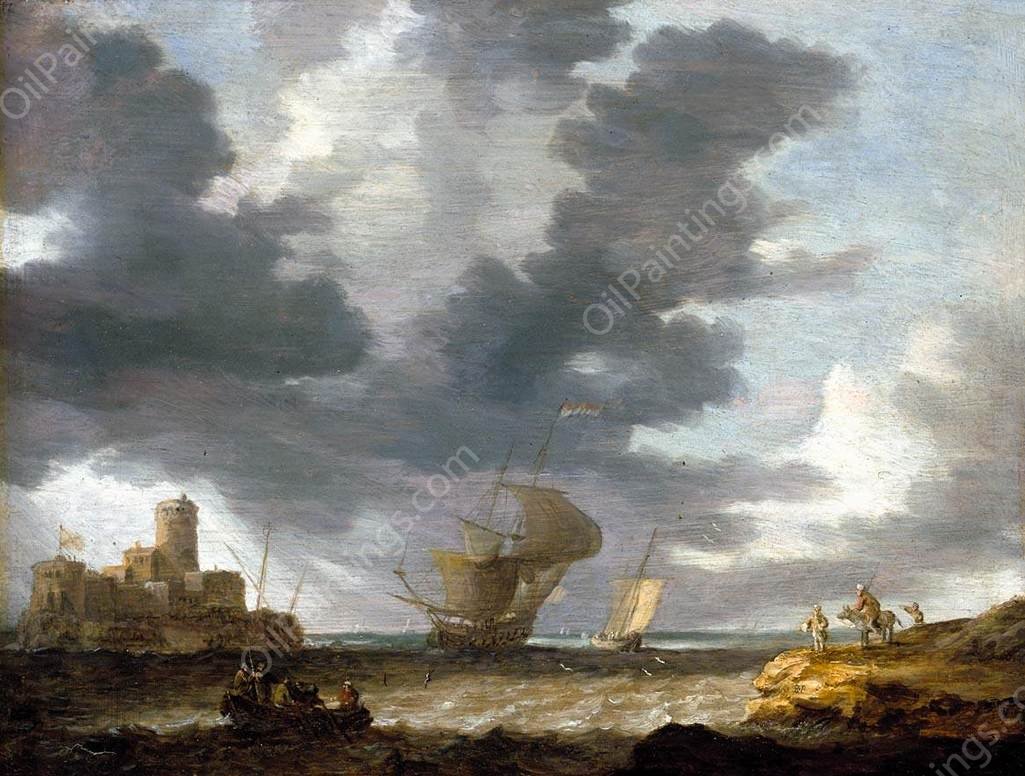 Breezy Estuary Scene by Bonaventura Peeters The Elder - Hand-Painted Oil Painting Reproduction