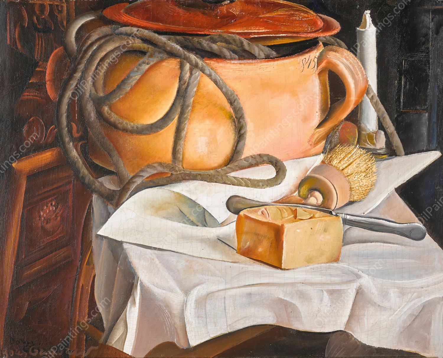 Still Life with Candle by Boris Grigoriev - Hand-Painted Oil Painting Reproduction