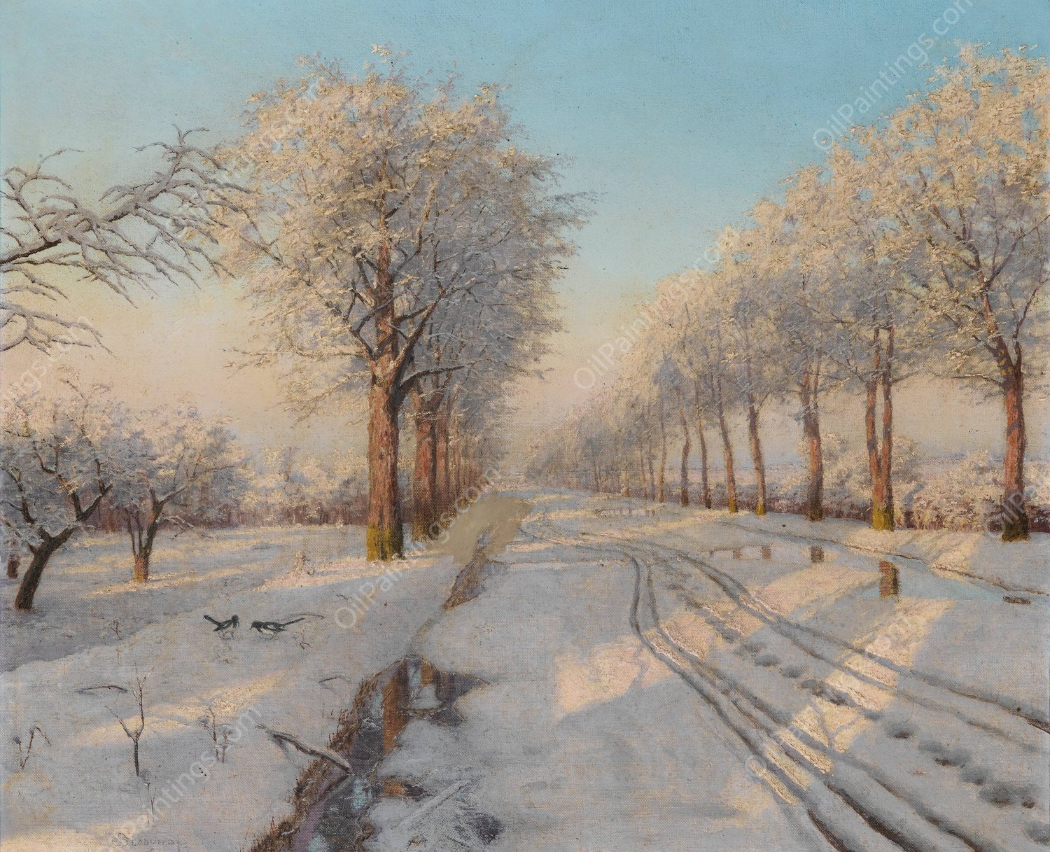 Winter Sunset by Boris Vasilievich Bessonov - Hand-Painted Oil Painting Reproduction