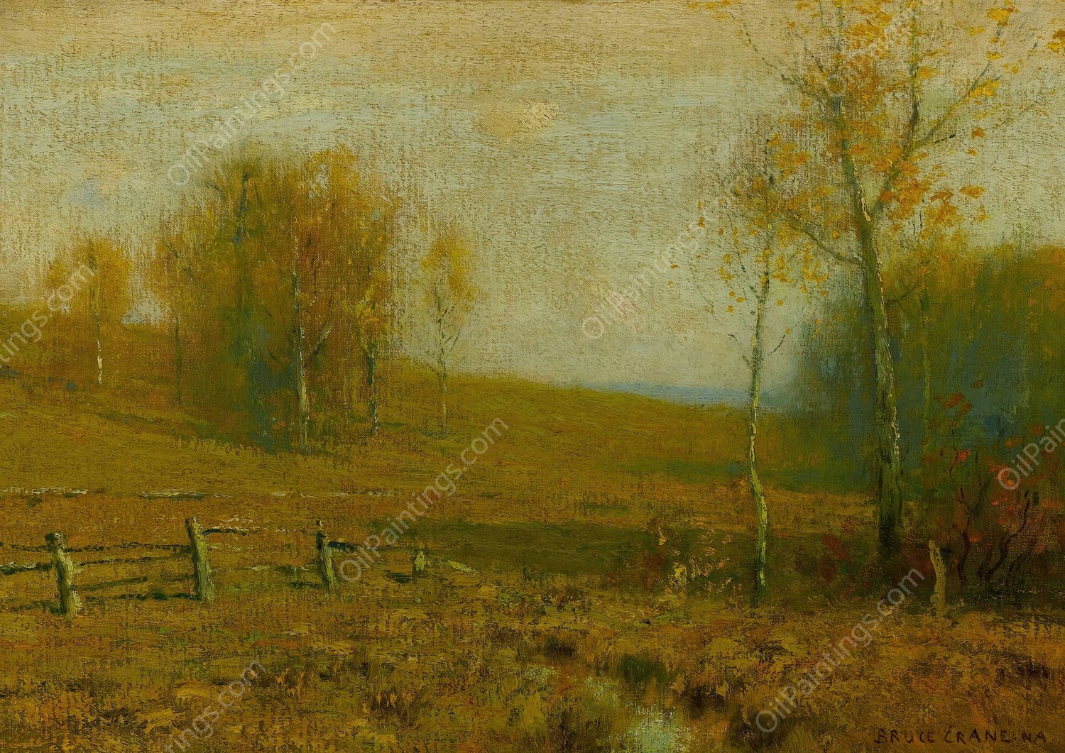 Late Autumn  by Bruce Crane - Hand-Painted Oil Painting Reproduction