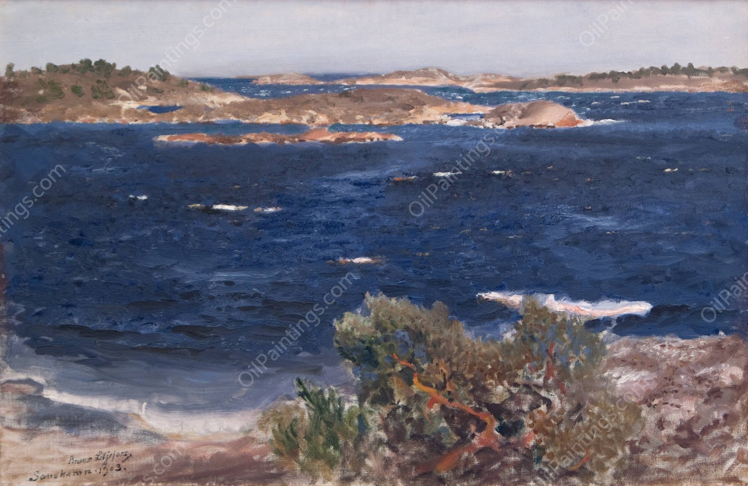 Fresh Breeze  by Bruno Liljefors - Hand-Painted Oil Painting Reproduction