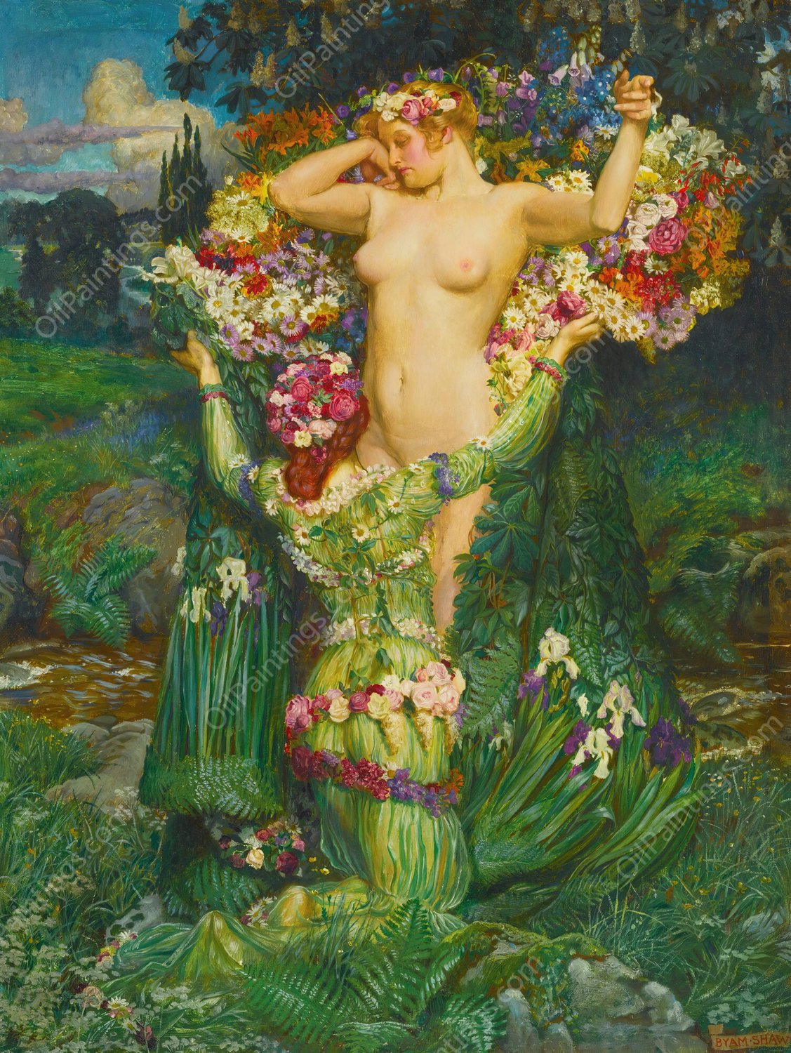 Rising Spring by Byam Shaw - Hand-Painted Oil Painting Reproduction