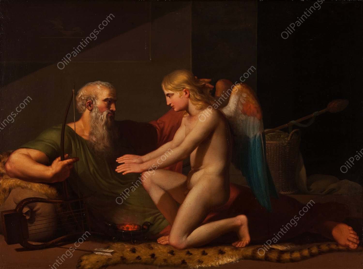 Cupid Received By Anacreon  by C.F. Hoyer - Hand-Painted Oil Painting Reproduction
