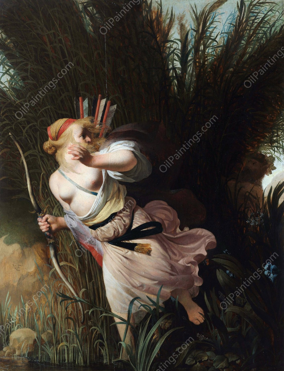 Pan and Syrinx  by Caesar Van Everdingen - Hand-Painted Oil Painting Reproduction