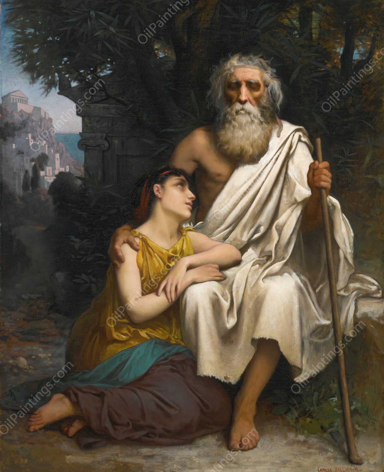 Oedipus And Antigone by Camille Felix Bellanger - Hand-Painted Oil Painting Reproduction