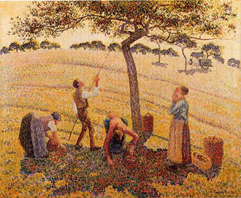 Apple Pickers, Eragny by Camille Pissarro - Hand-Painted Oil Painting Reproduction