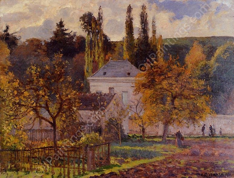 Bourgeois House in l'Hermitage, Pontoise by Camille Pissarro - Hand-Painted Oil Painting Reproduction