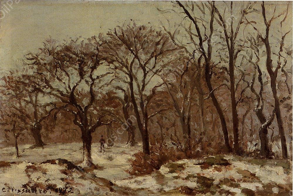 Chestnut Orchard in Winter by Camille Pissarro - Hand-Painted Oil Painting Reproduction