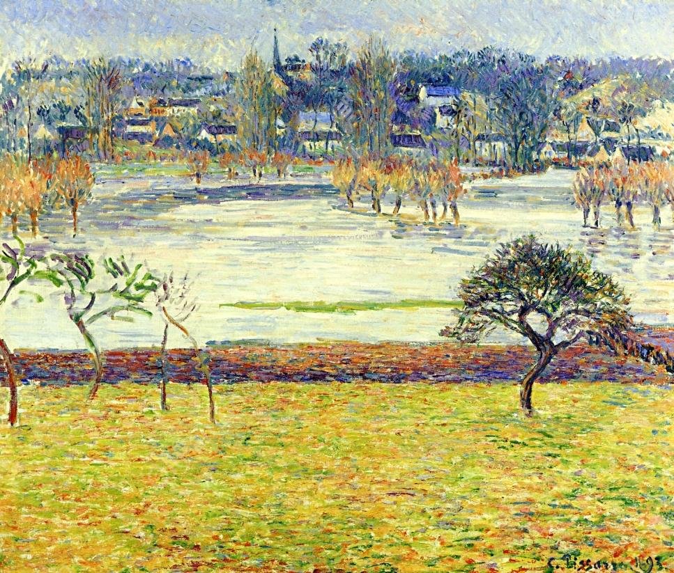 Flood, White Effect, Eragny by Camille Pissarro - Hand-Painted Oil Painting Reproduction
