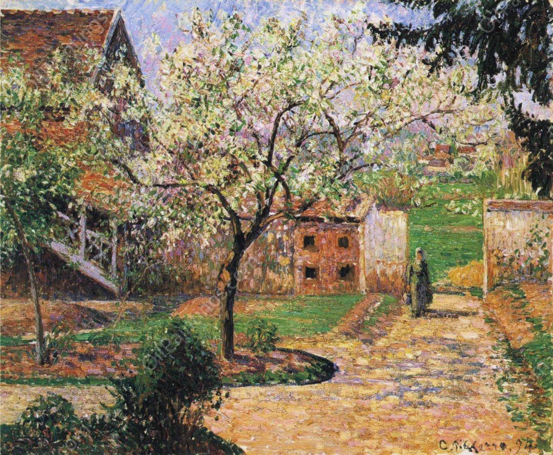 Flowering Plum Tree, Eragny by Camille Pissarro - Hand-Painted Oil Painting Reproduction