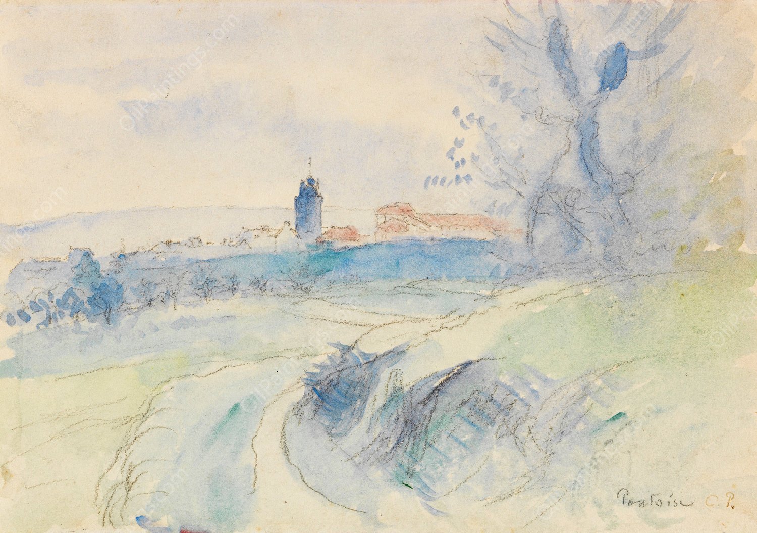 Pontoise  by Camille Pissarro - Hand-Painted Oil Painting Reproduction