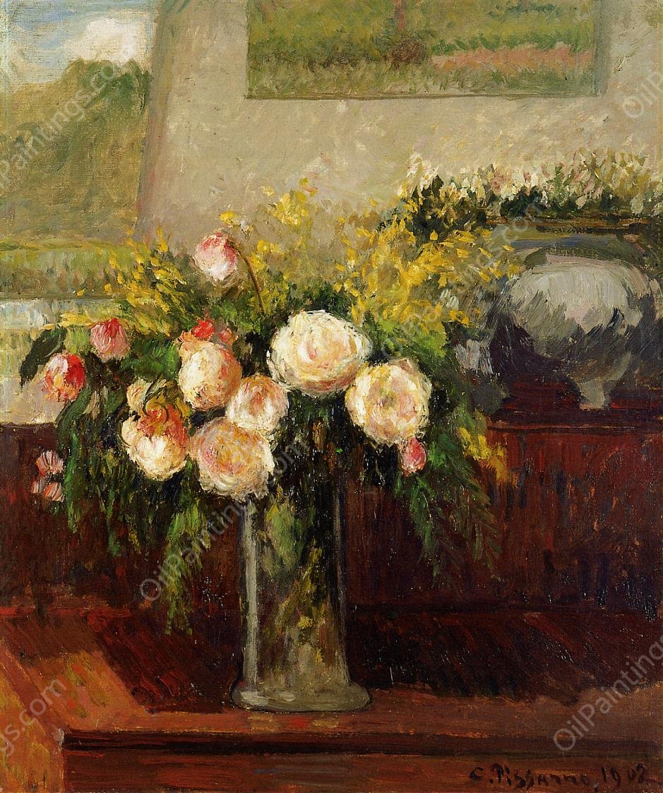 Roses of Nice by Camille Pissarro - Hand-Painted Oil Painting Reproduction