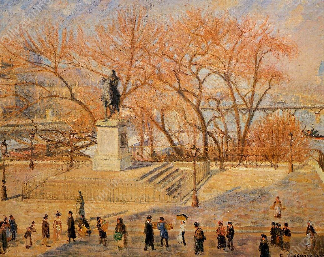 Square du Vert-Galant: Sunny Morning by Camille Pissarro - Hand-Painted Oil Painting Reproduction