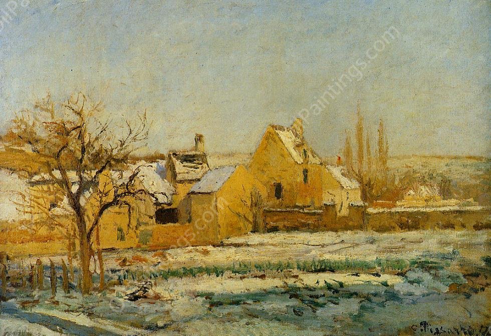 The Effect of Snow at l'Hermitage by Camille Pissarro - Hand-Painted Oil Painting Reproduction