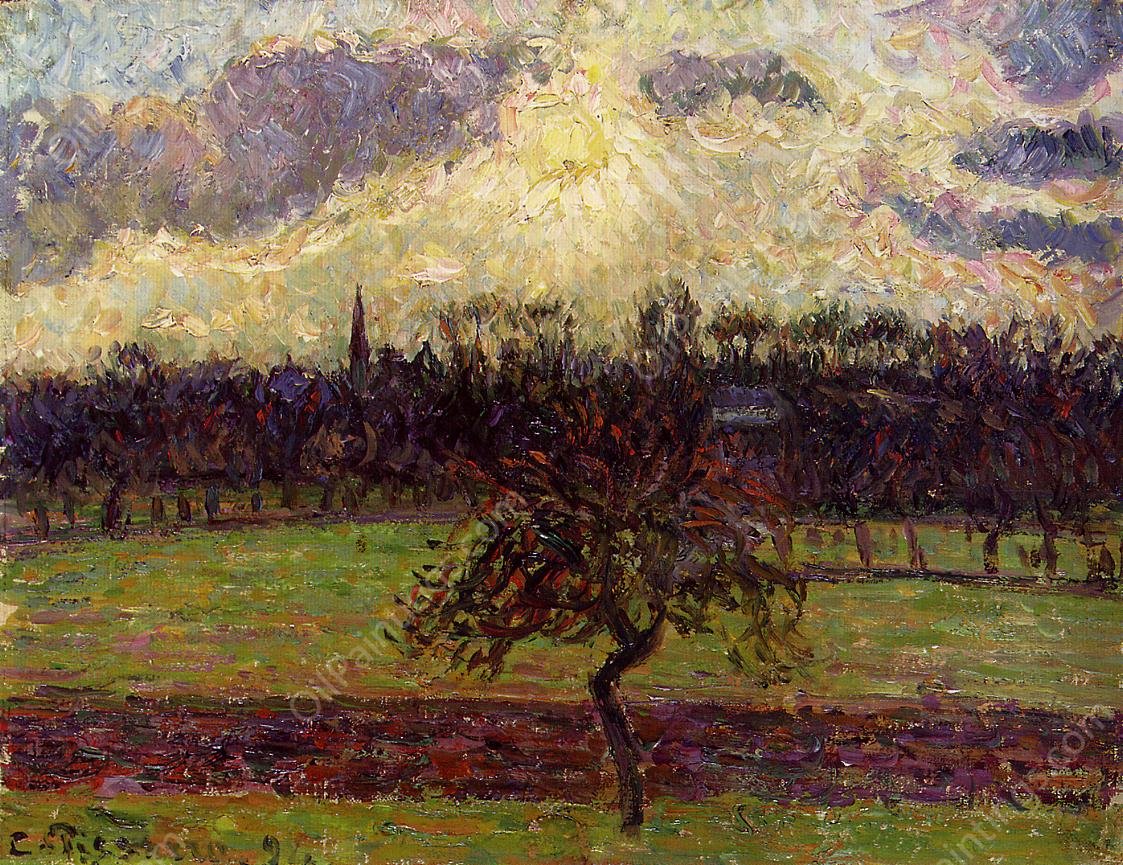 The Fields of Eragny, the Apple Tree by Camille Pissarro - Hand-Painted Oil Painting Reproduction