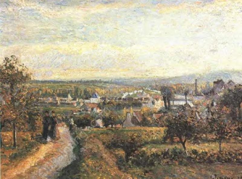 View of Saint-Ouen-l'Aumone by Camille Pissarro - Hand-Painted Oil Painting Reproduction