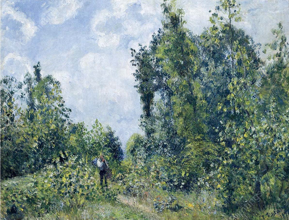 Wanderer near the Wood by Camille Pissarro - Hand-Painted Oil Painting Reproduction