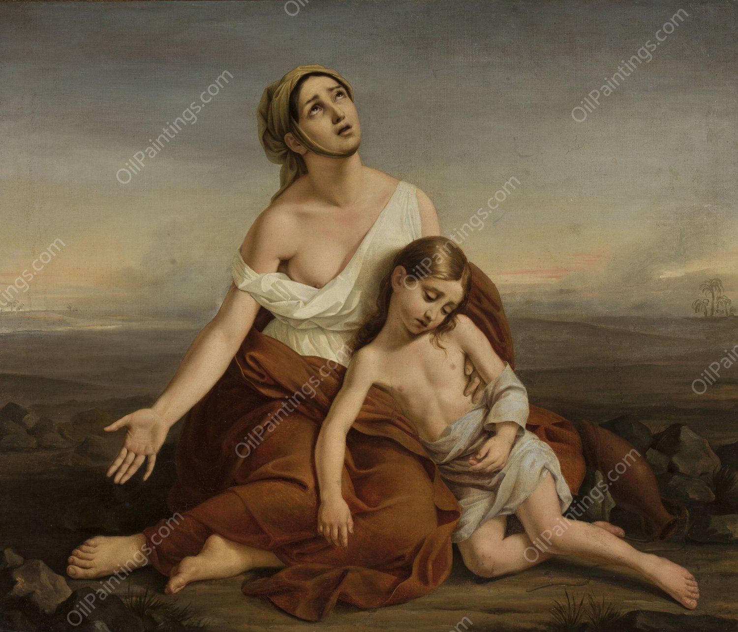 Hagar in the Desert  by Vincenzo Camuccini - Hand-Painted Oil Painting Reproduction