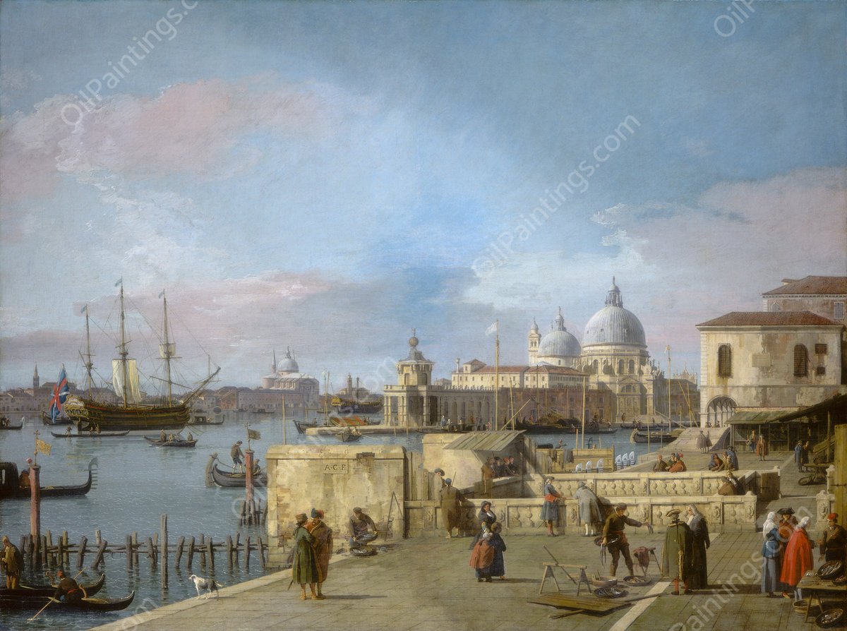 Entrance to the Grand Canal from the Molo, Venice by Canaletto - Hand-Painted Oil Painting Reproduction