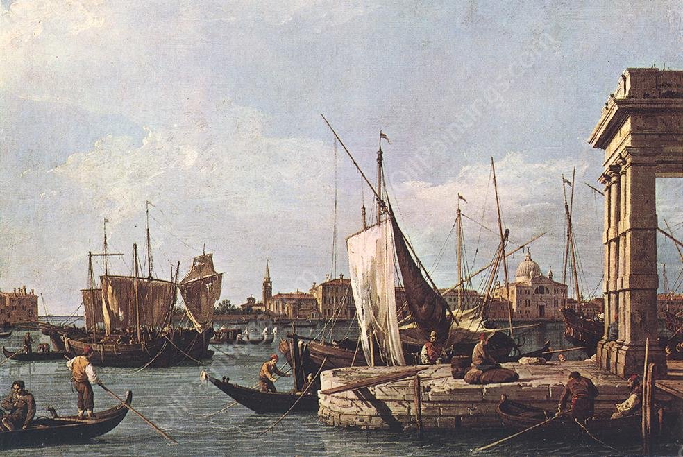 La Punta della Dogana Custom Point by Canaletto - Hand-Painted Oil Painting Reproduction