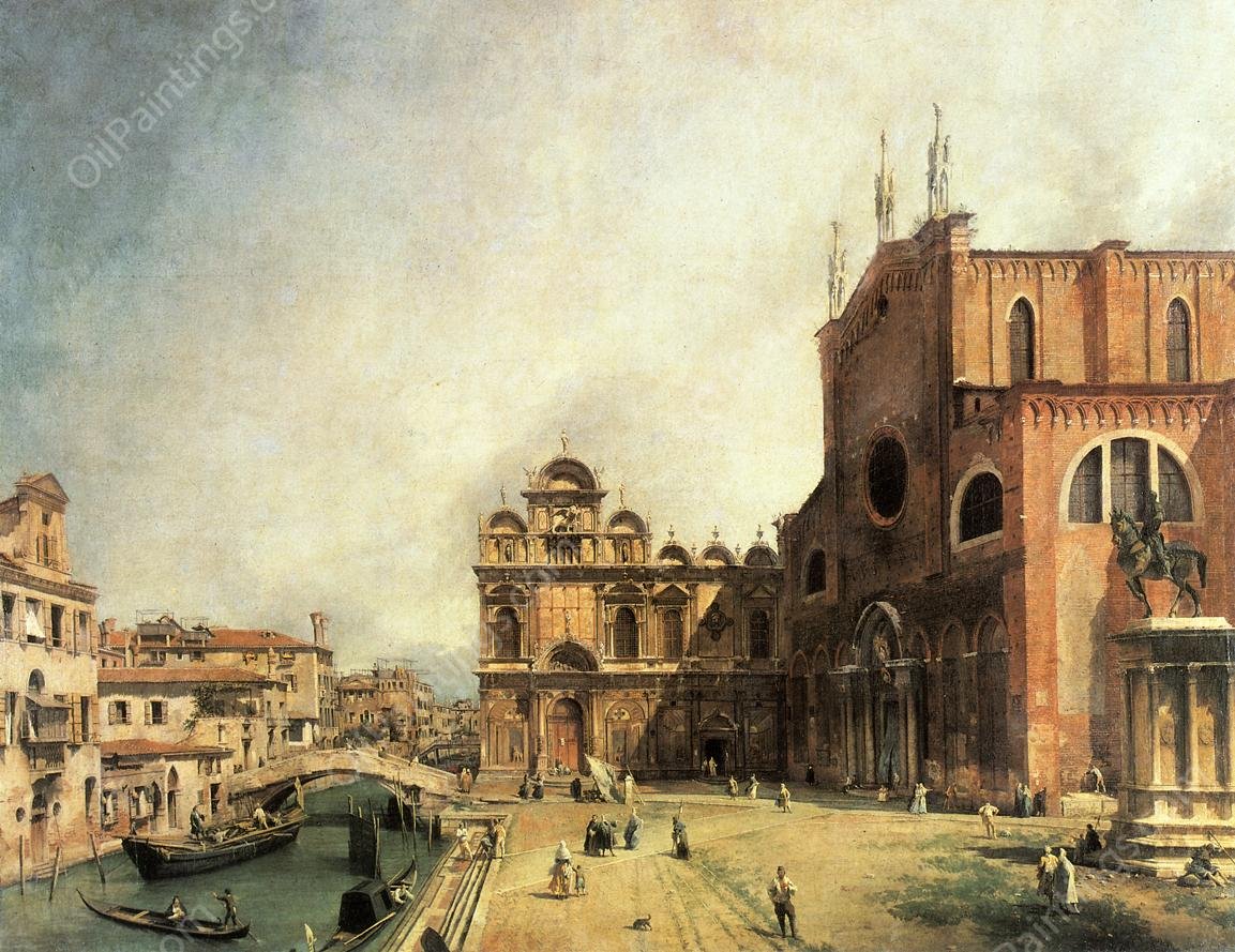 SS. Giovanni e Paulo and the Scuola de San Marco by Canaletto - Hand-Painted Oil Painting Reproduction