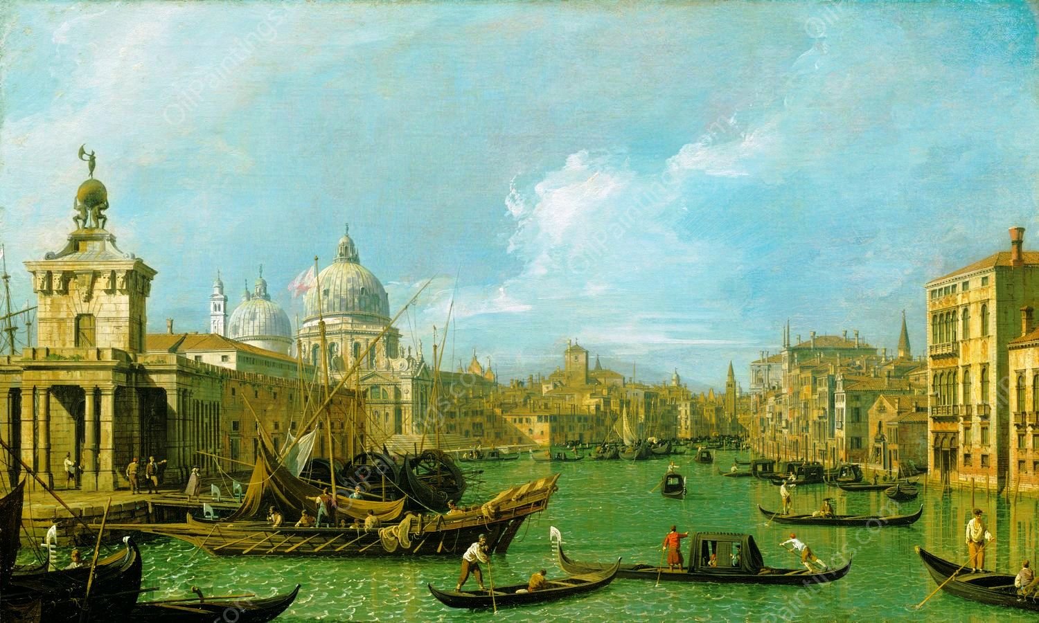 The Grand Canal from the Salute towards the Carita by Canaletto - Hand-Painted Oil Painting Reproduction