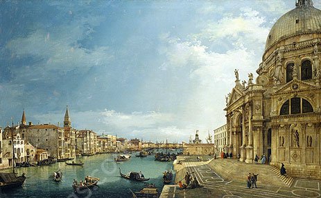 The Grand Canal with S.Maria della Salute towards the Riva degli Schiavoni by Canaletto - Hand-Painted Oil Painting Reproduction
