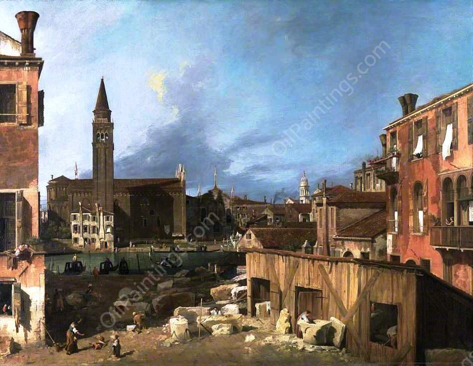 Venice: Campo S. Vidal and Santa Maria della Carita by Canaletto - Hand-Painted Oil Painting Reproduction