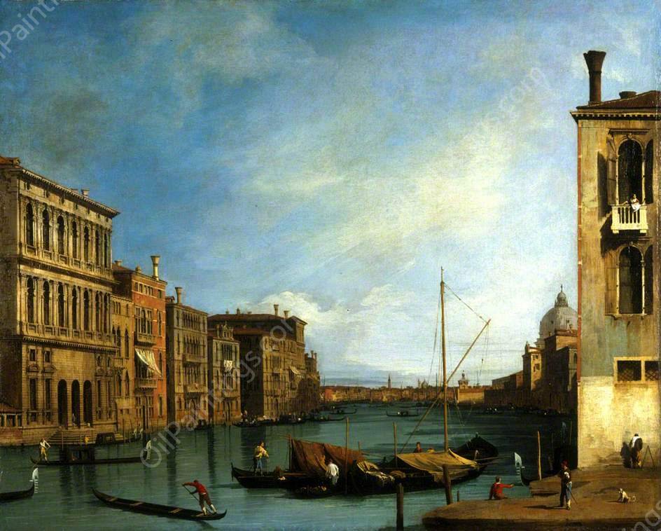 Venice: The Grand Canal from the Campo San Vio by Canaletto - Hand-Painted Oil Painting Reproduction