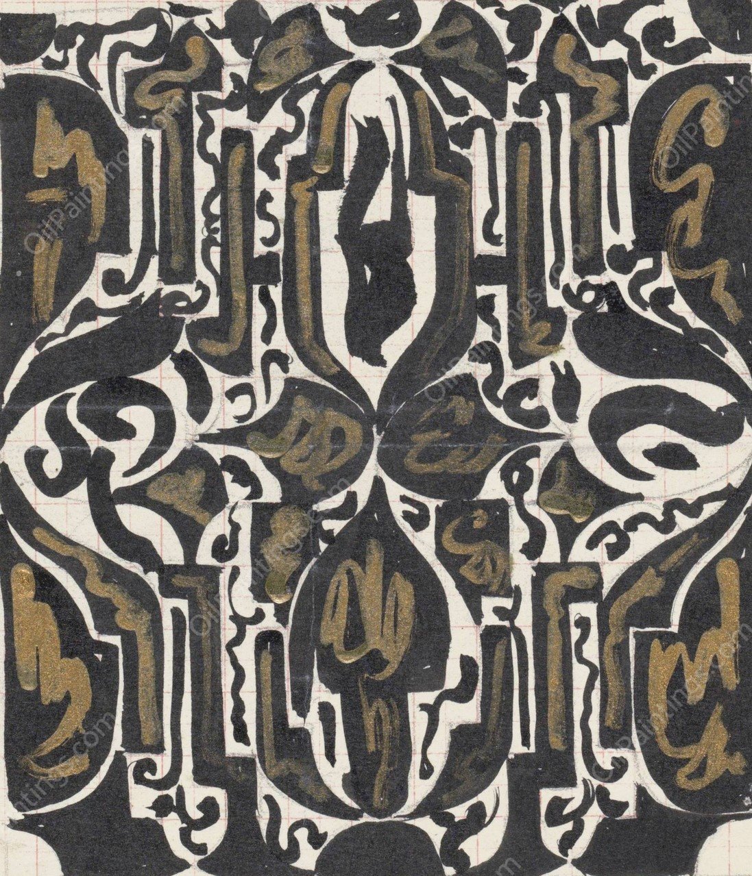 Decoratief Ontwerp en schets van het front timpaan van het Koninklijk Paleis te Amsterdam  by Carel Adolph Lion Cachet - Hand-Painted Oil Painting Reproduction