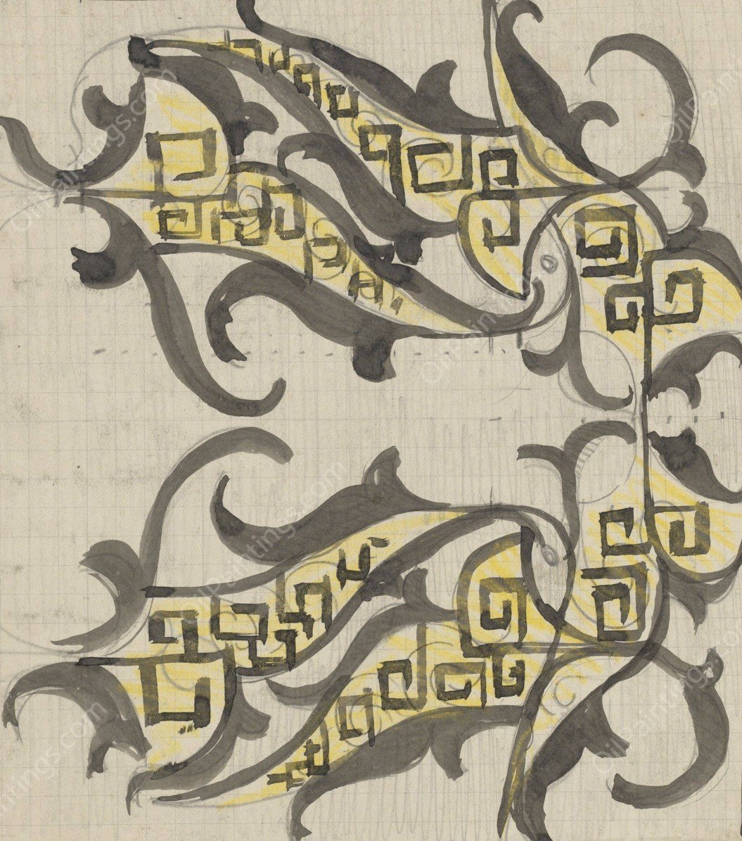 Decoratief Ontwerp  by Carel Adolph Lion Cachet - Hand-Painted Oil Painting Reproduction