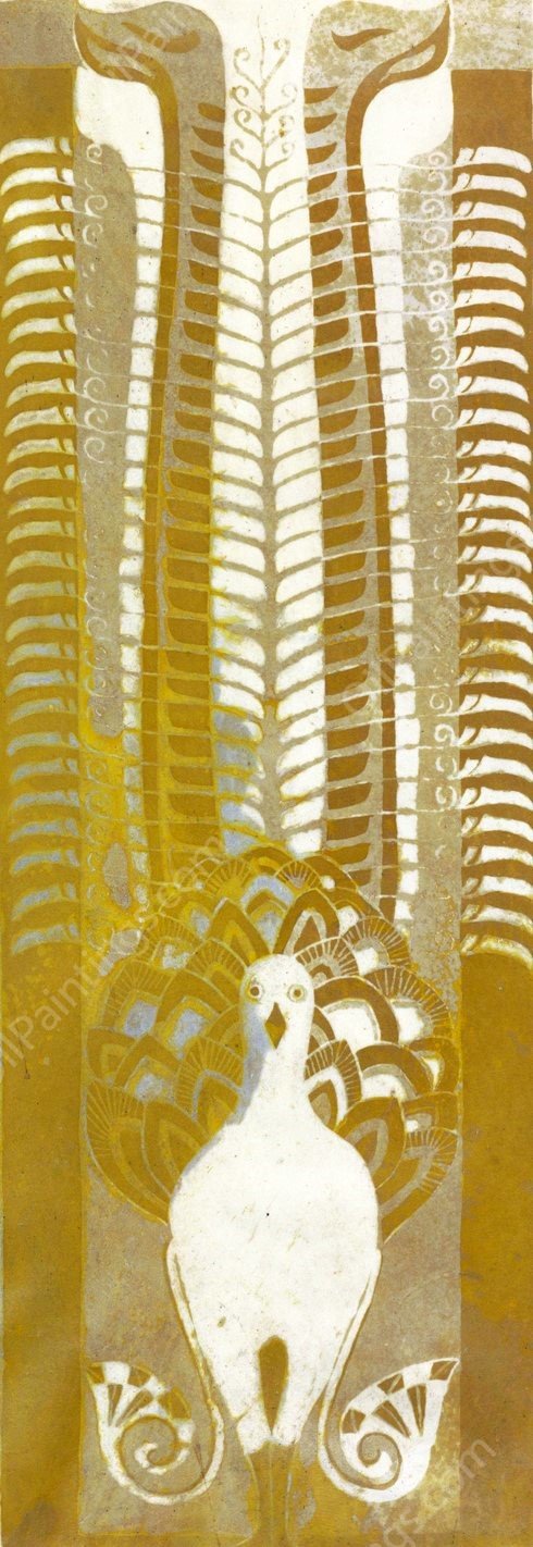 Decoratief Ontwerp met een liervogel  by Carel Adolph Lion Cachet - Hand-Painted Oil Painting Reproduction