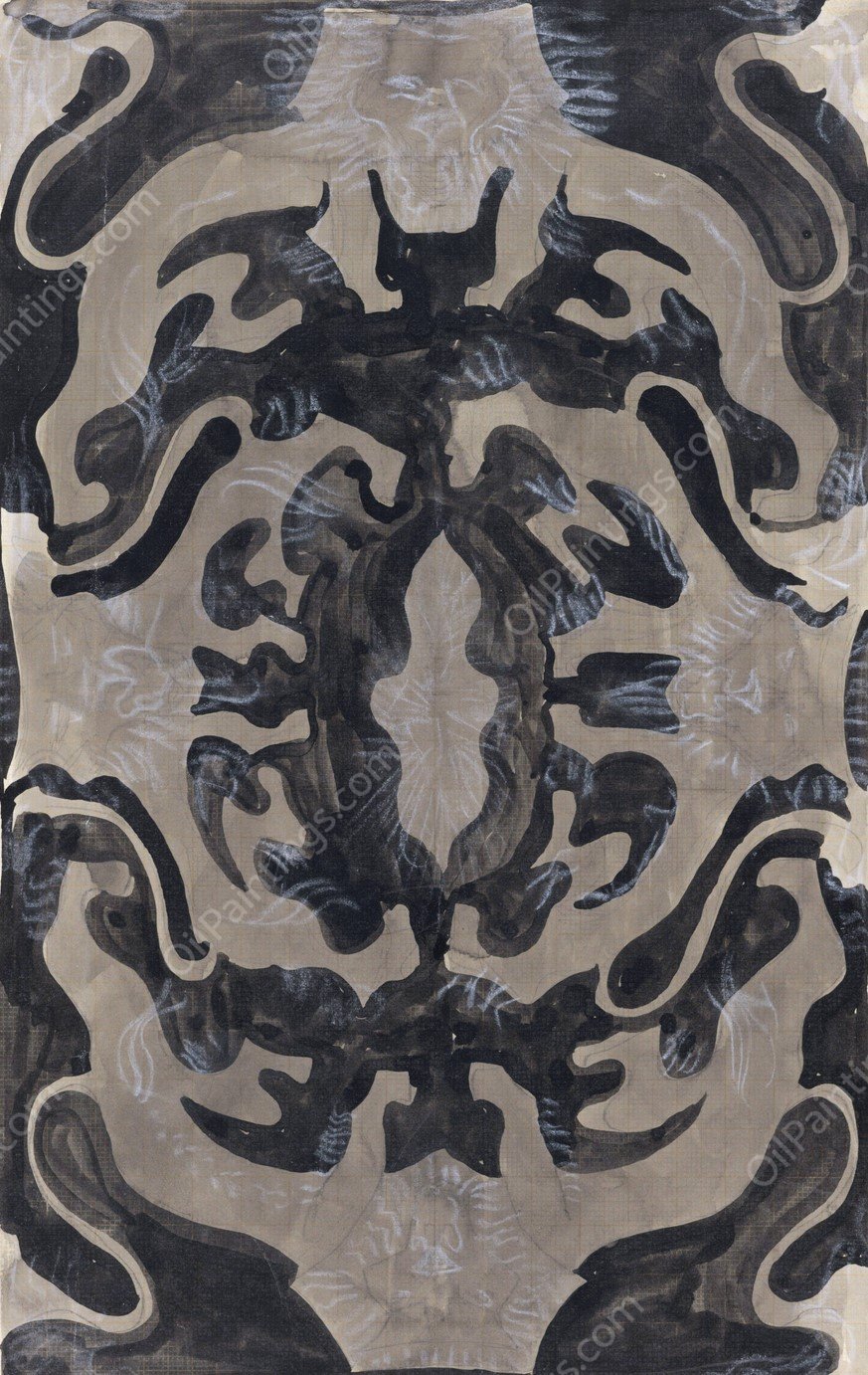 Decoratief Ontwerp met leeuwen  by Carel Adolph Lion Cachet - Hand-Painted Oil Painting Reproduction