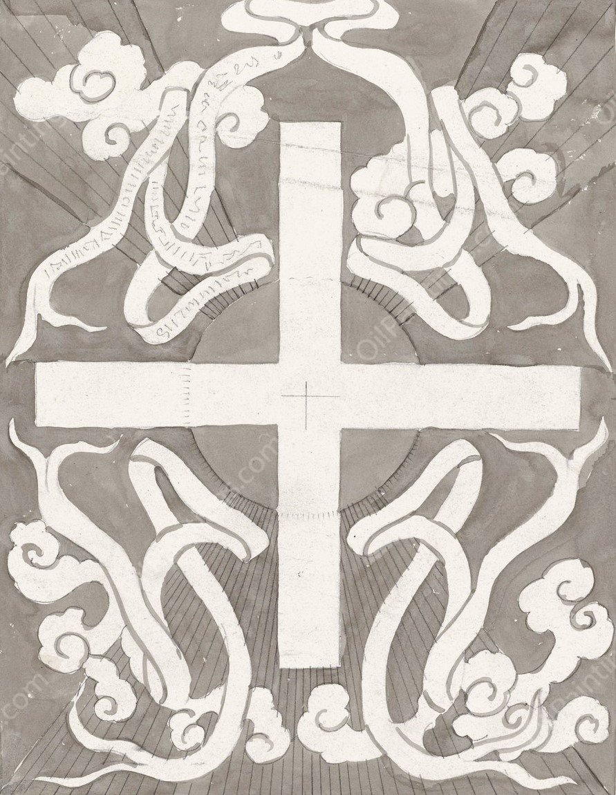 Ontwerp met een kruis  by Carel Adolph Lion Cachet - Hand-Painted Oil Painting Reproduction