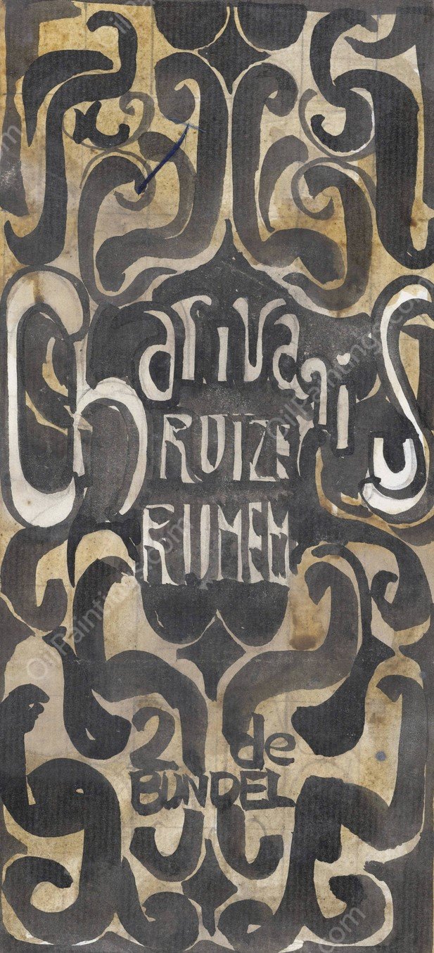 Ontwerp voor boekband voor Charivaris'Ruize-Rijmen, 2de Bundel  by Carel Adolph Lion Cachet - Hand-Painted Oil Painting Reproduction